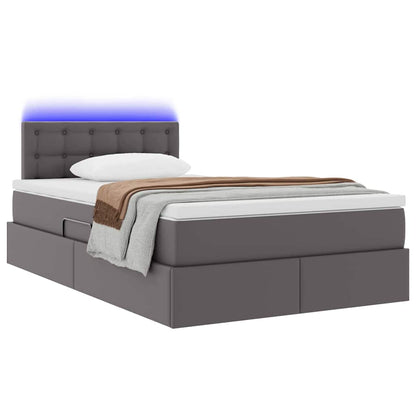 Letto con contenitore e LED Grigio 120 x 190 cm Pelle Sintetica | homemem39