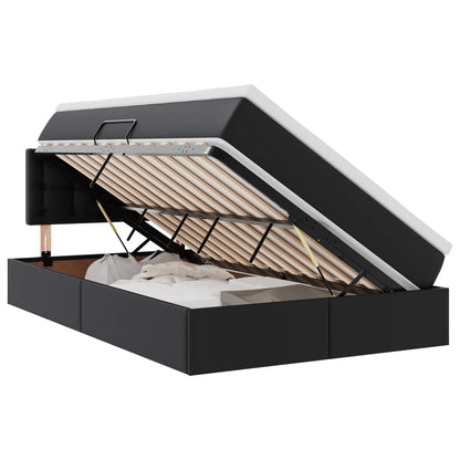 Letto con contenitore e LED Nero 120 x 200 cm Pelle Sintetica | homemem39