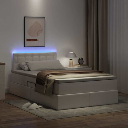 Letto con luci a strisce a LED Bianco Puro 120 x 200 cm PVC
