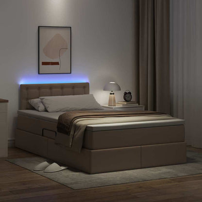 Letto con luci a strisce a LED Cappuccino 120 x 200 cm PVC