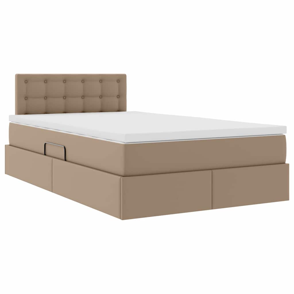 Letto con luci a strisce a LED Cappuccino 120 x 200 cm PVC