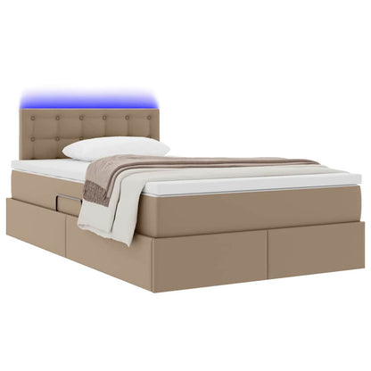 Letto con luci a strisce a LED Cappuccino 120 x 200 cm PVC