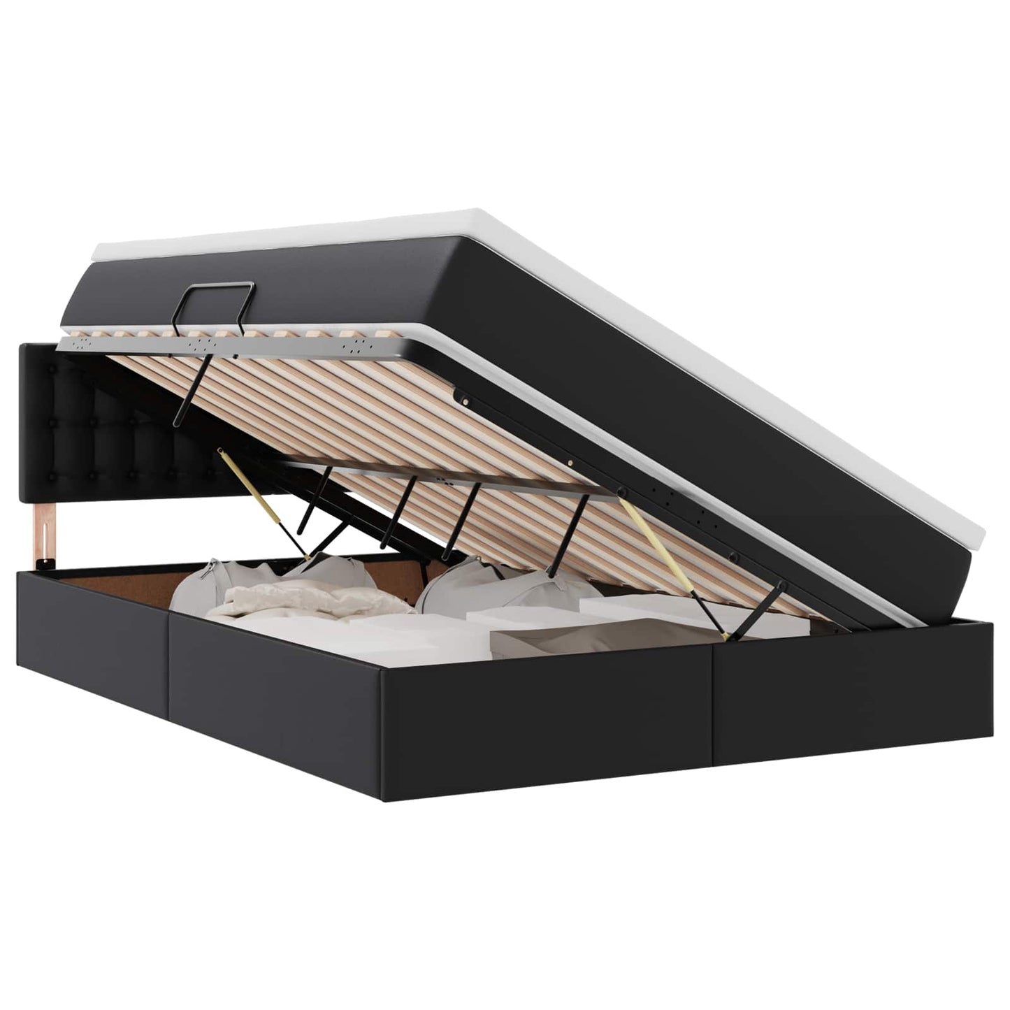 Letto con contenitore e LED Nero 140 x 190 cm Pelle Sintetica | homemem39