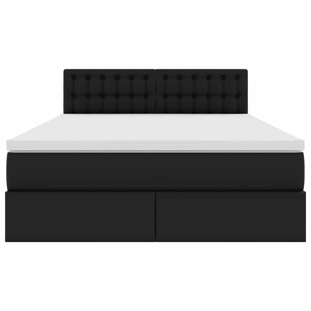 Letto con luci a strisce a LED Nero 140 x 190 cm PVC