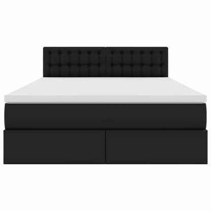 Letto con luci a strisce a LED Nero 140 x 190 cm PVC