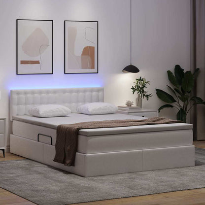 Letto con luci a strisce a LED Bianco Puro 140 x 190 cm PVC