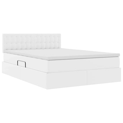 Letto con luci a strisce a LED Bianco Puro 140 x 190 cm PVC