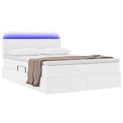 Letto con luci a strisce a LED Bianco Puro 140 x 190 cm PVC