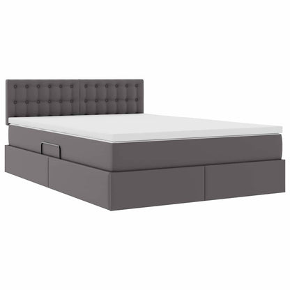 Letto con luci a strisce a LED Grigio 140 x 190 cm PVC