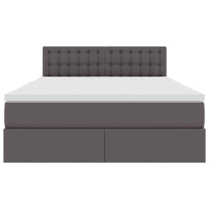 Letto con luci a strisce a LED Grigio 140 x 190 cm PVC