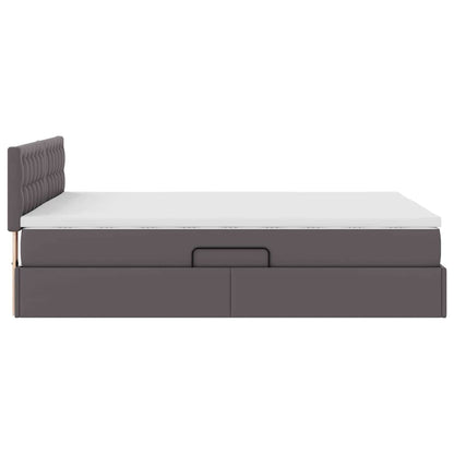 Letto con luci a strisce a LED Grigio 140 x 190 cm PVC