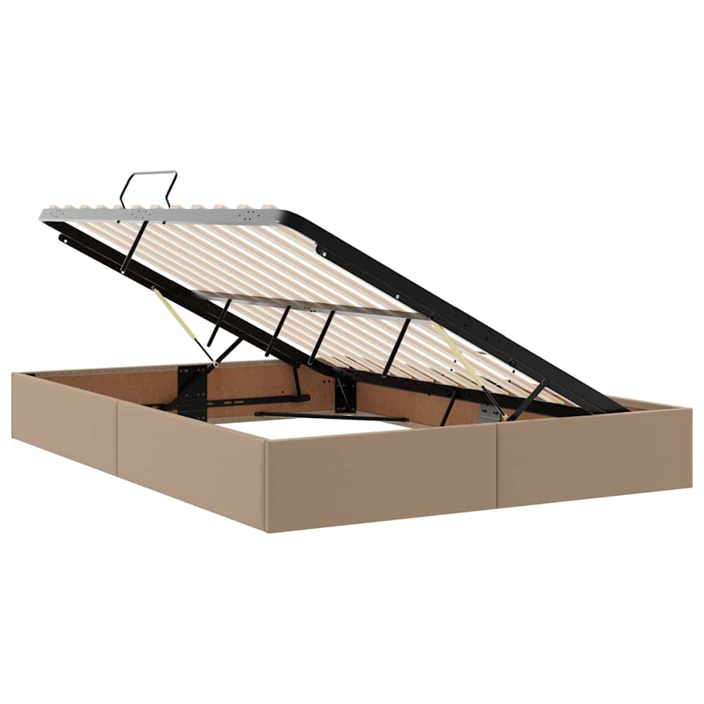 Letto con luci a strisce a LED Cappuccino 140 x 190 cm PVC