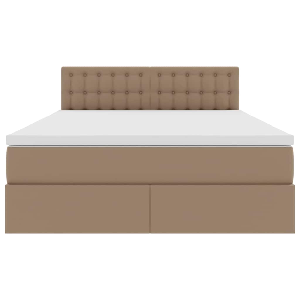 Letto con luci a strisce a LED Cappuccino 140 x 190 cm PVC