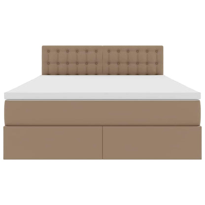 Letto con luci a strisce a LED Cappuccino 140 x 190 cm PVC