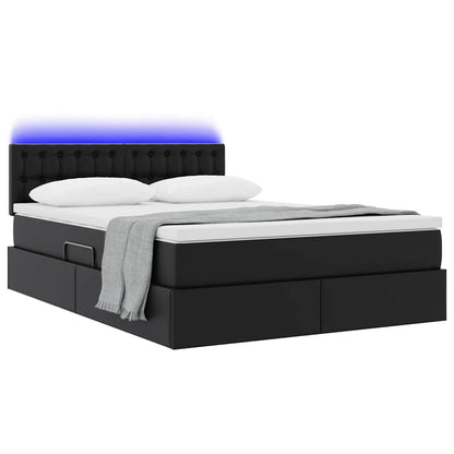 Letto con luci a strisce a LED Nero 140 x 200 cm PVC
