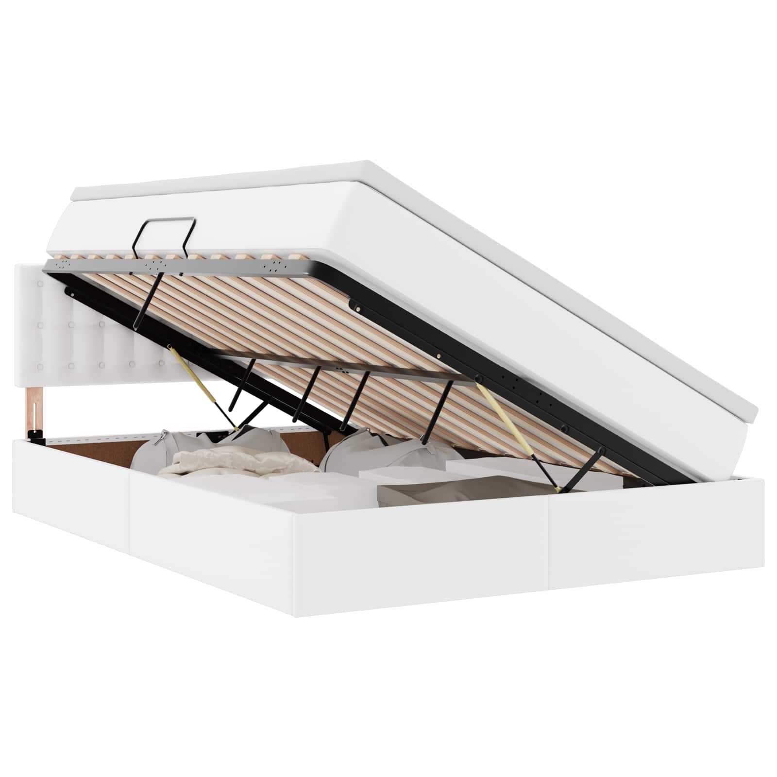 Letto con contenitore e LED con led Bianco Puro 140 x 200 cm | homemem39