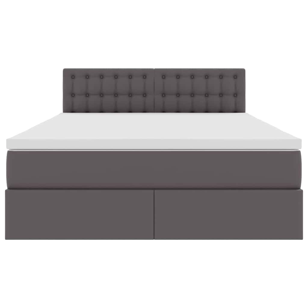 Letto con luci a strisce a LED Grigio 140 x 200 cm PVC
