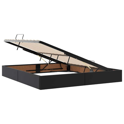 Letto con contenitore e LED Nero 160 x 200 cm Pelle Sintetica | homemem39
