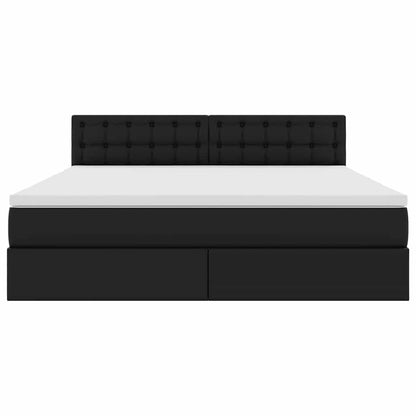 Letto con contenitore e LED Nero 160 x 200 cm Pelle Sintetica | homemem39