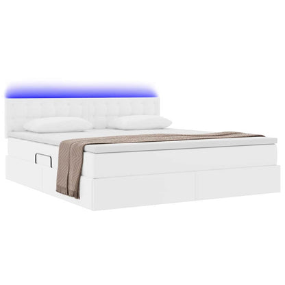 Letto con contenitore e LED Bianco Puro 160 x 200 cm