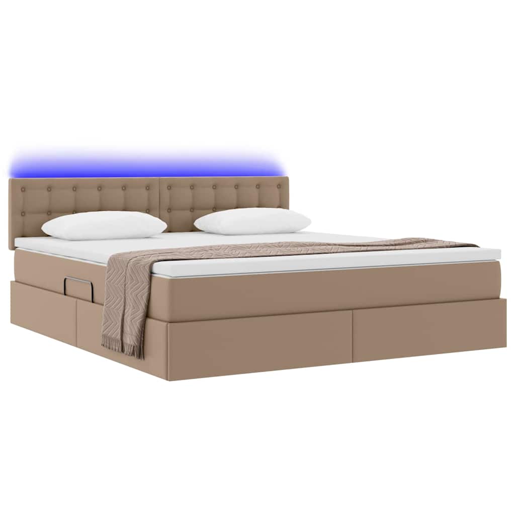 Letto con contenitore e LED con led Cappuccino 160 x 200 cm | homemem39