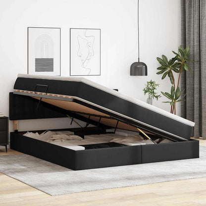 Letto con luci a strisce a LED Nero 180 x 200 cm PVC