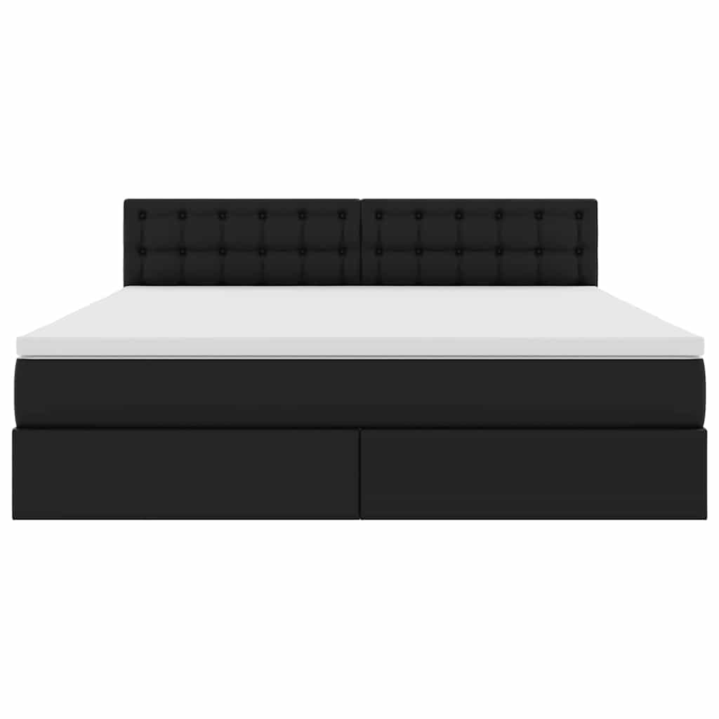 Letto con luci a strisce a LED Nero 180 x 200 cm PVC