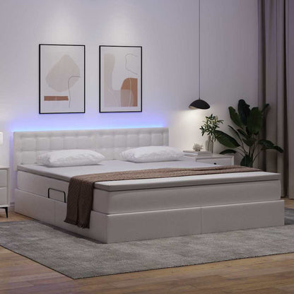 Letto con contenitore e LED Bianco Puro 180 x 200 cm