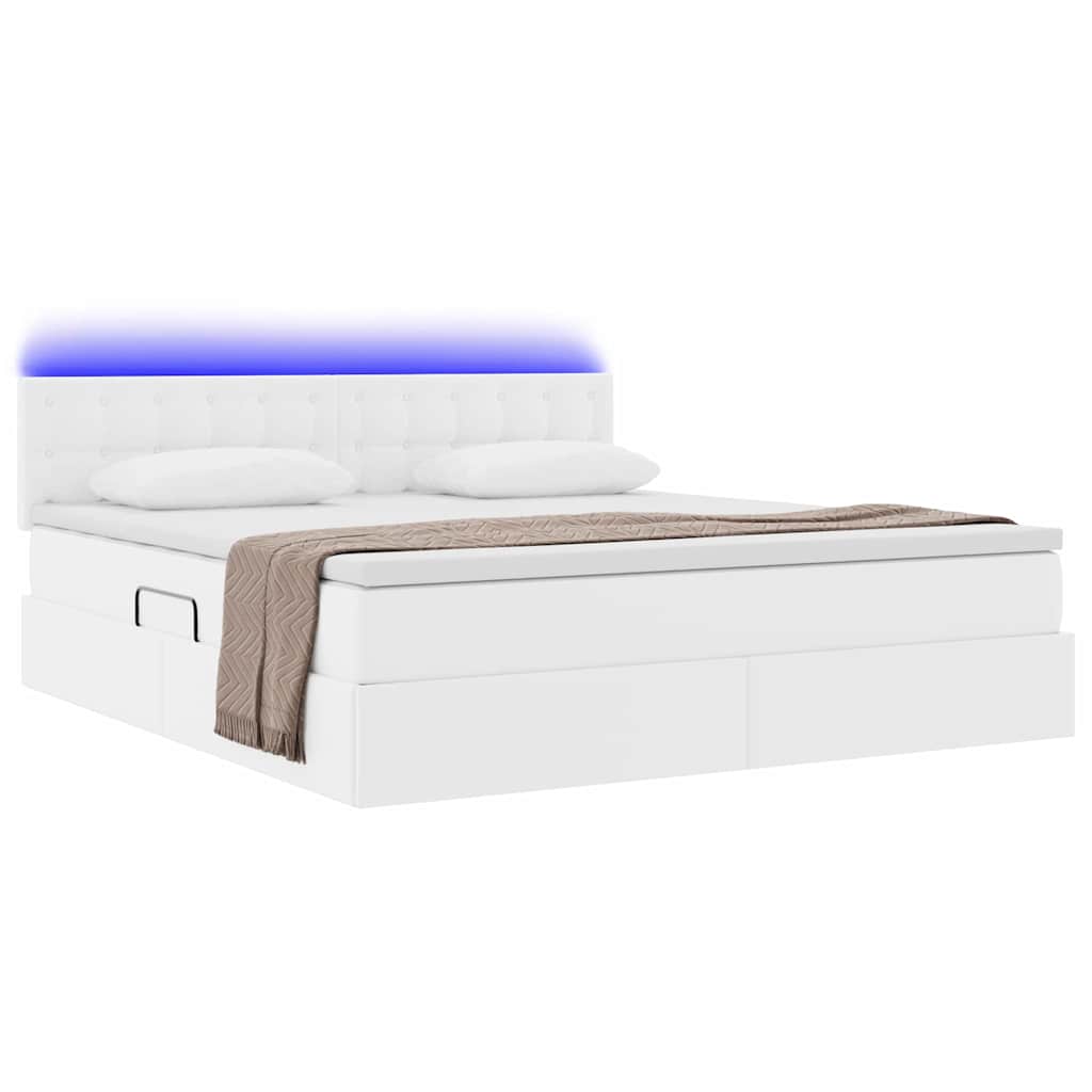 Letto con contenitore e LED Bianco Puro 180 x 200 cm