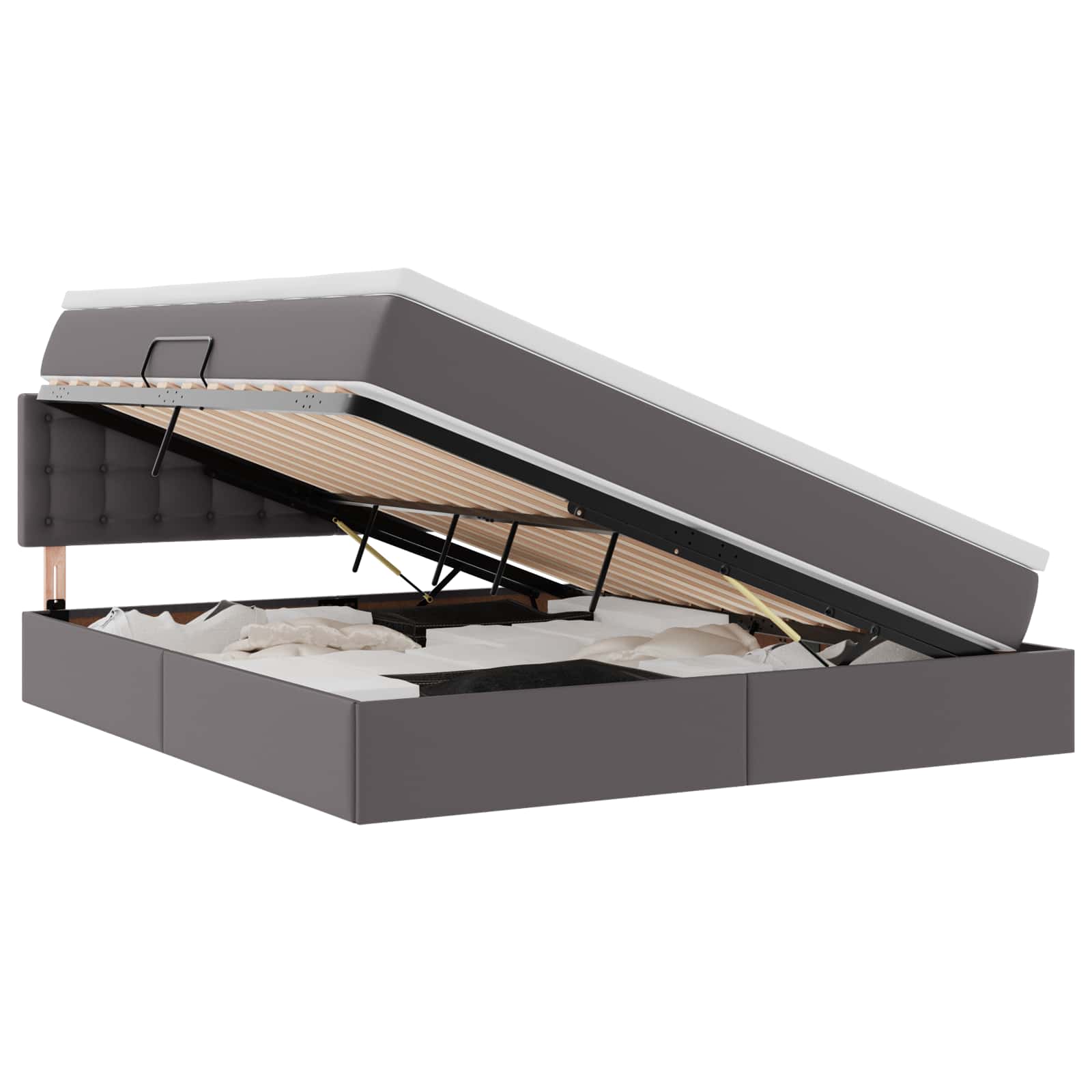 Letto con contenitore e LED Grigio 180 x 200 cm Pelle Sintetica | homemem39