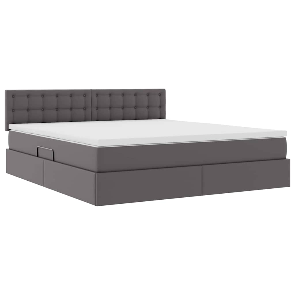Letto con luci a strisce a LED Grigio 180 x 200 cm PVC