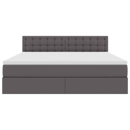 Letto con luci a strisce a LED Grigio 180 x 200 cm PVC