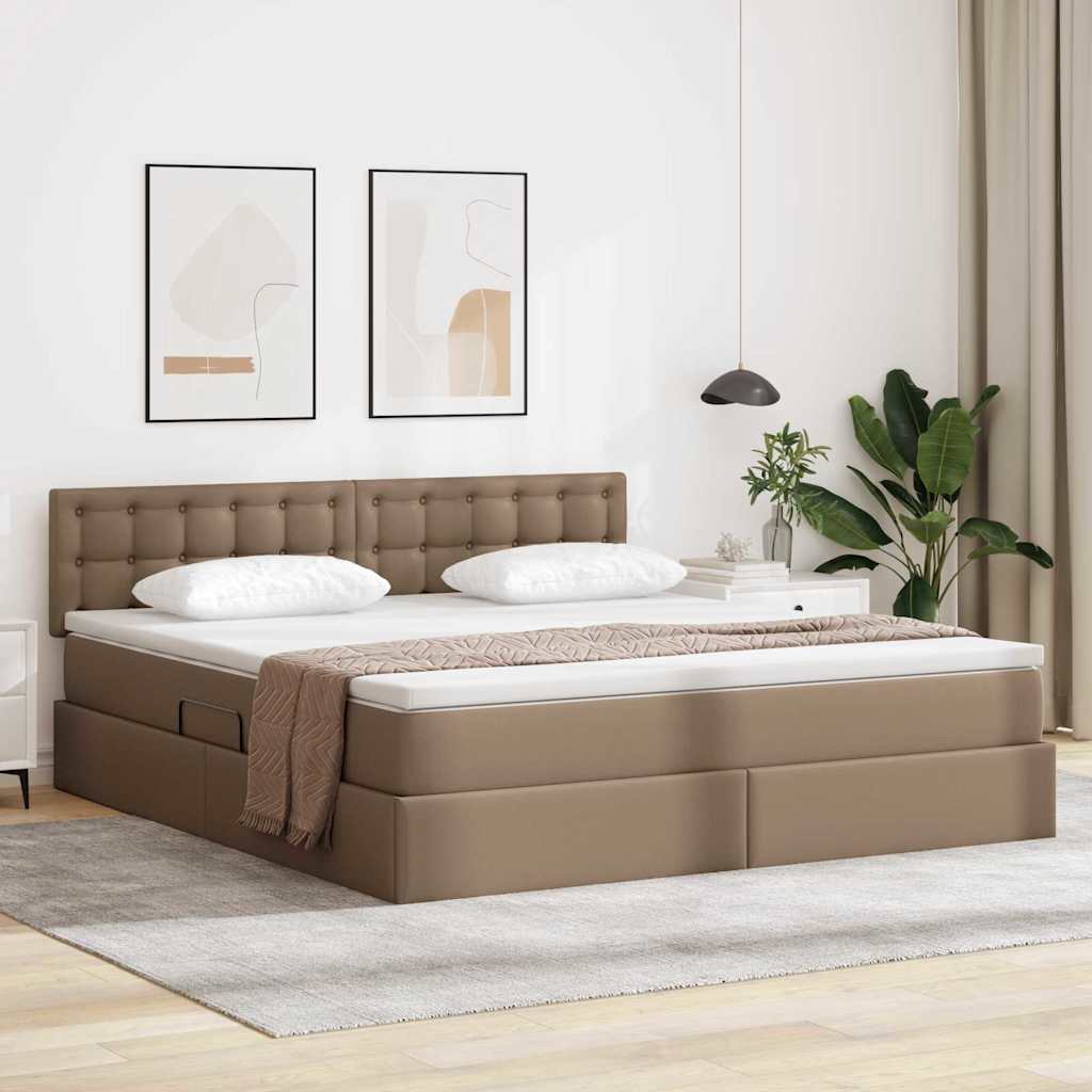 Letto con contenitore e LED con led Cappuccino 180 x 200 cm | homemem39