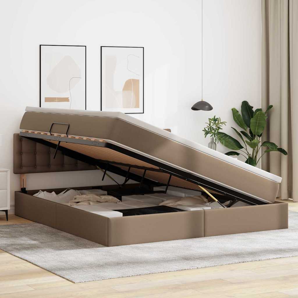 Letto con contenitore e LED con led Cappuccino 180 x 200 cm | homemem39