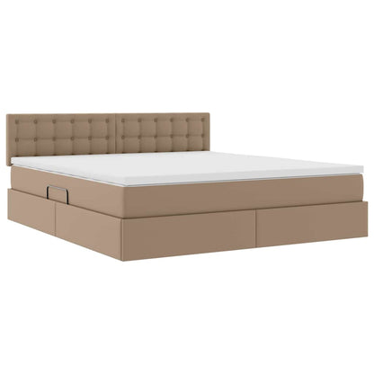 Letto con contenitore e LED con led Cappuccino 180 x 200 cm | homemem39