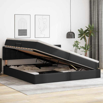 Letto con contenitore e LED con led Grigio chiaro 200 x 200 cm | homemem39