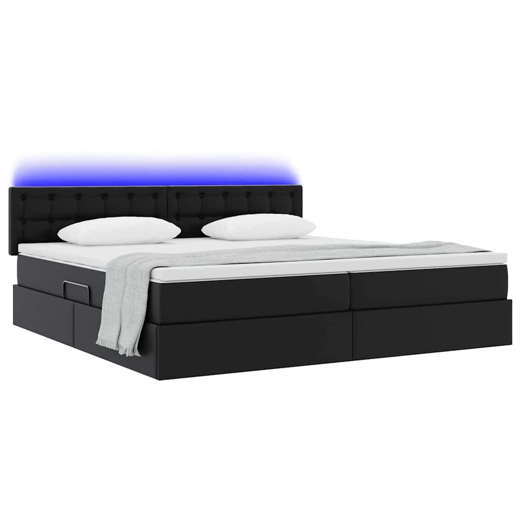 Letto con contenitore e LED con led Grigio chiaro 200 x 200 cm | homemem39