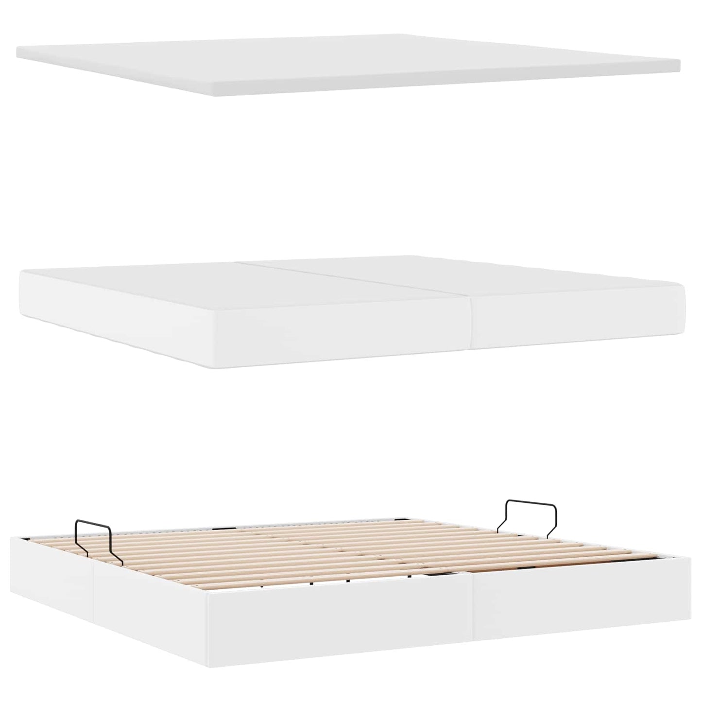 Letto con contenitore e LED con led Grigio chiaro 200 x 200 cm | homemem39