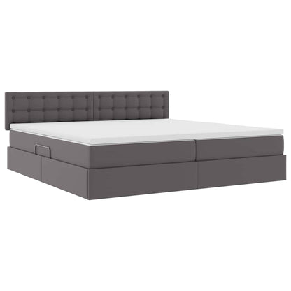 Letto con luci a strisce a LED Grigio chiaro 200 x 200 cm PVC
