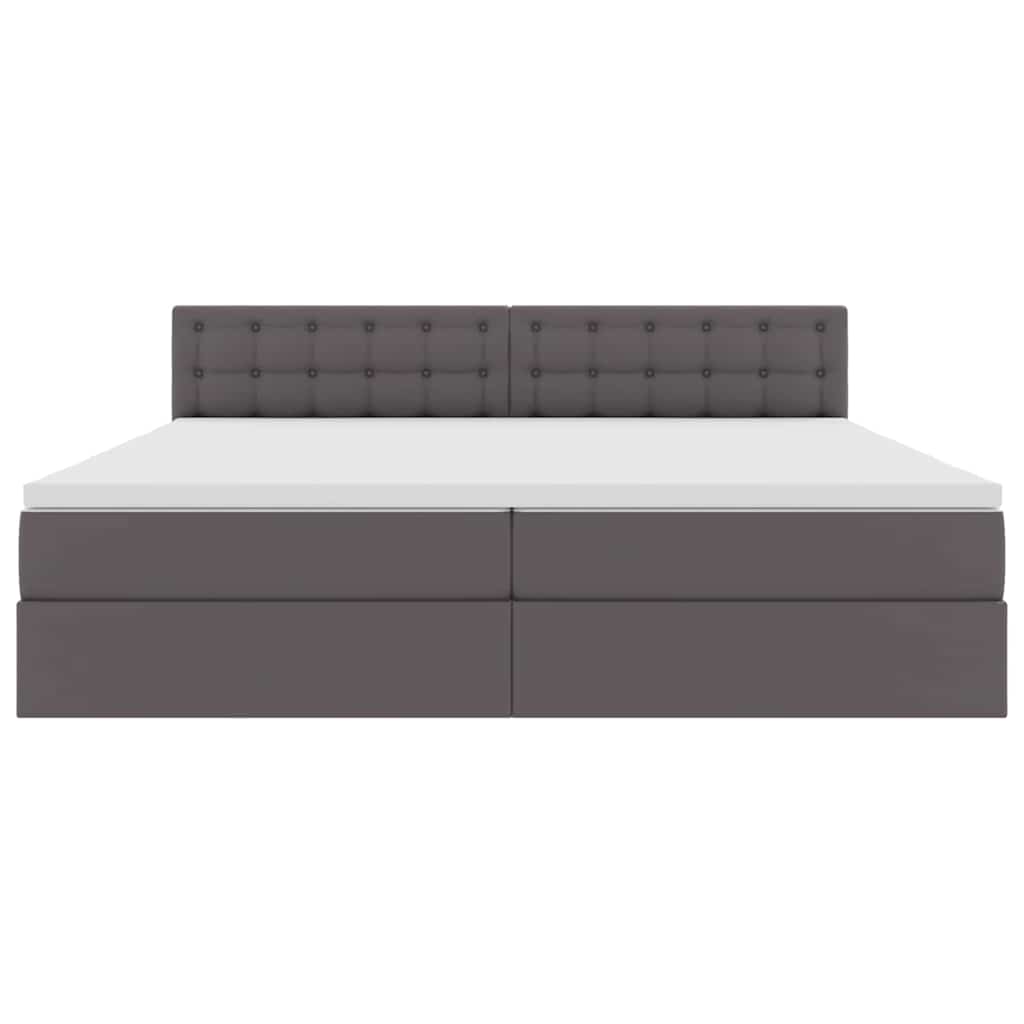 Letto con luci a strisce a LED Grigio chiaro 200 x 200 cm PVC
