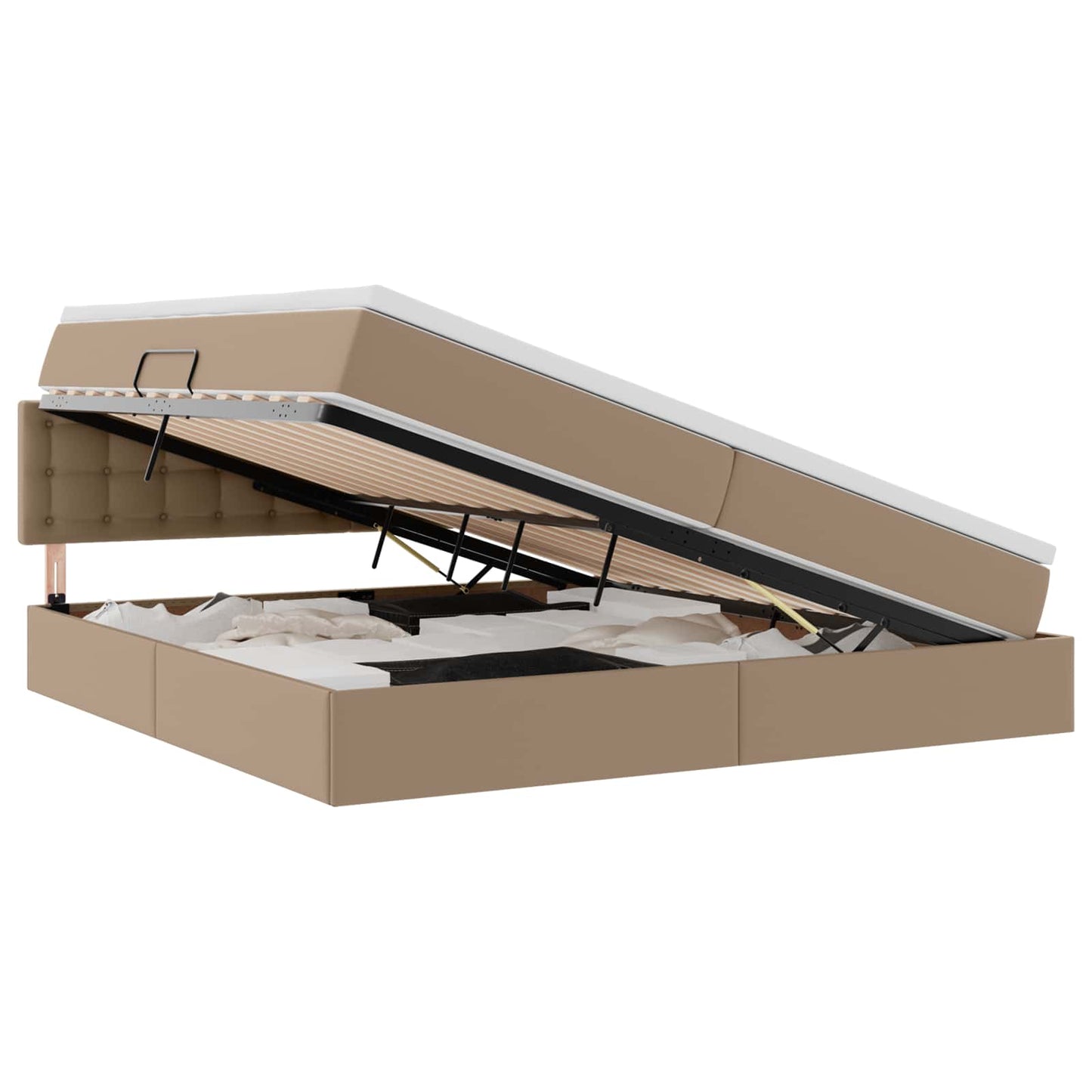Letto con contenitore e LED con led Grigio chiaro 200 x 200 cm | homemem39