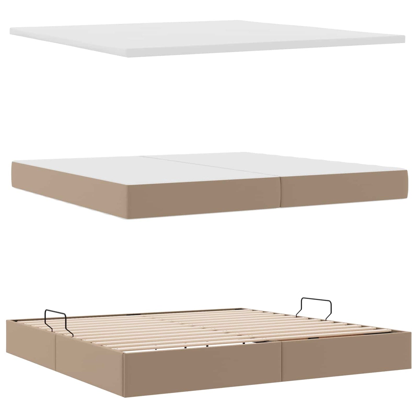 Letto con contenitore e LED con led Grigio chiaro 200 x 200 cm | homemem39
