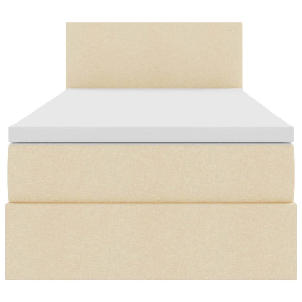Letto con contenitore e LED con led Crema 90 x 190 cm Tessuto | homemem39
