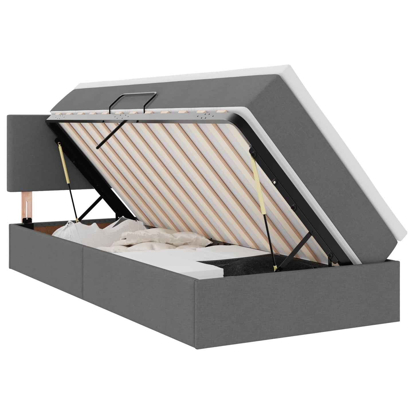 Letto con contenitore e LED Grigio scuro 90 x 200 cm Tessuto | homemem39