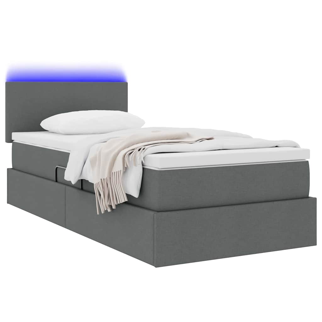 Letto con contenitore e LED Grigio scuro 90 x 200 cm Tessuto | homemem39