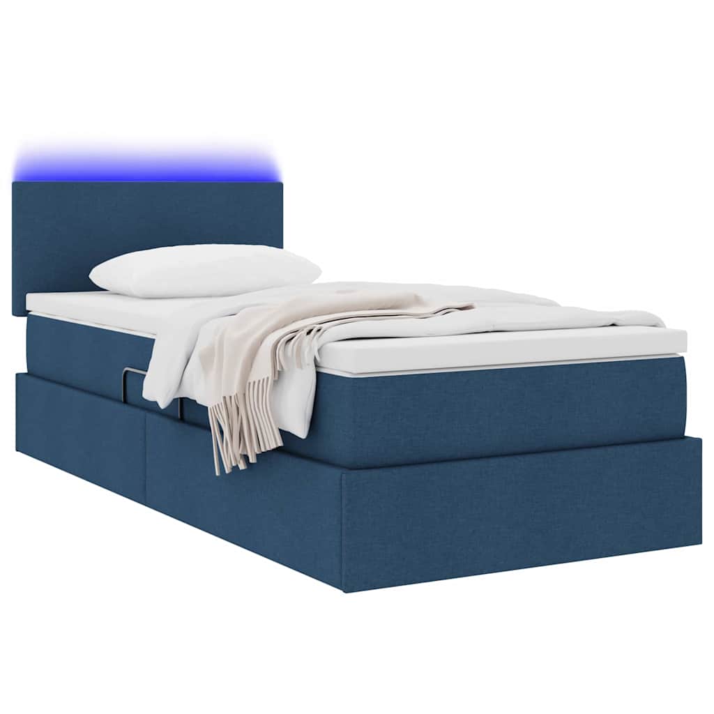 Letto con contenitore e LED con led Blu 90 x 200 cm Tessuto | homemem39