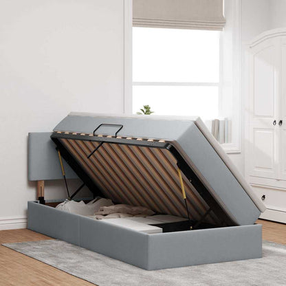 Letto con contenitore e LED Grigio chiaro 100 x 200 cm Tessuto | homemem39