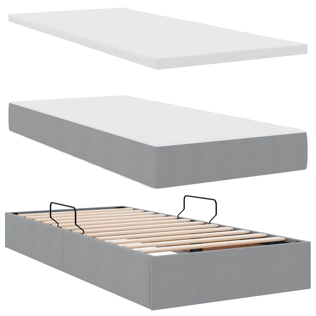Letto con contenitore e LED Grigio chiaro 100 x 200 cm Tessuto | homemem39