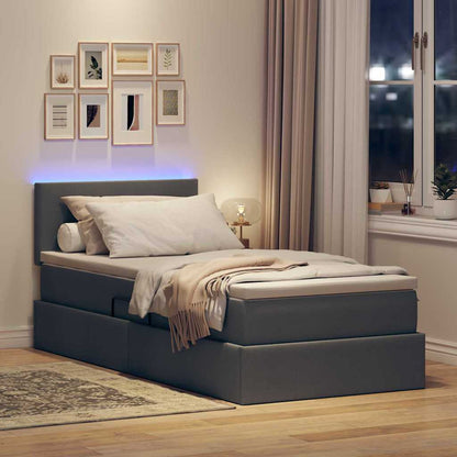 Letto con contenitore e LED Grigio scuro 100 x 200 cm Tessuto | homemem39