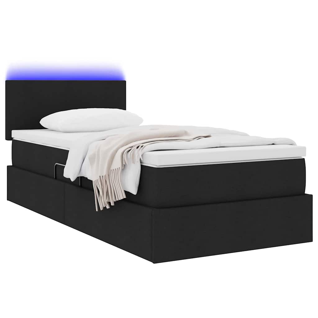 Letto con contenitore e LED con led Nero 100 x 200 cm Tessuto | homemem39